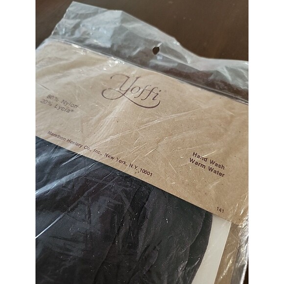 Vintage Yoffi Sheer Off Black Tall Pantyhose Support Lycra Control Top Style 141 - Picture 6 of 6
